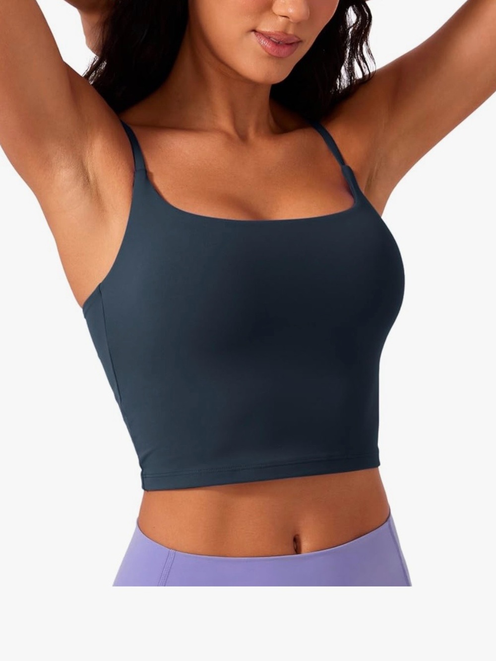 Crz Yoga Dark Teal Cropped Sports Bralette with Thin Straps
